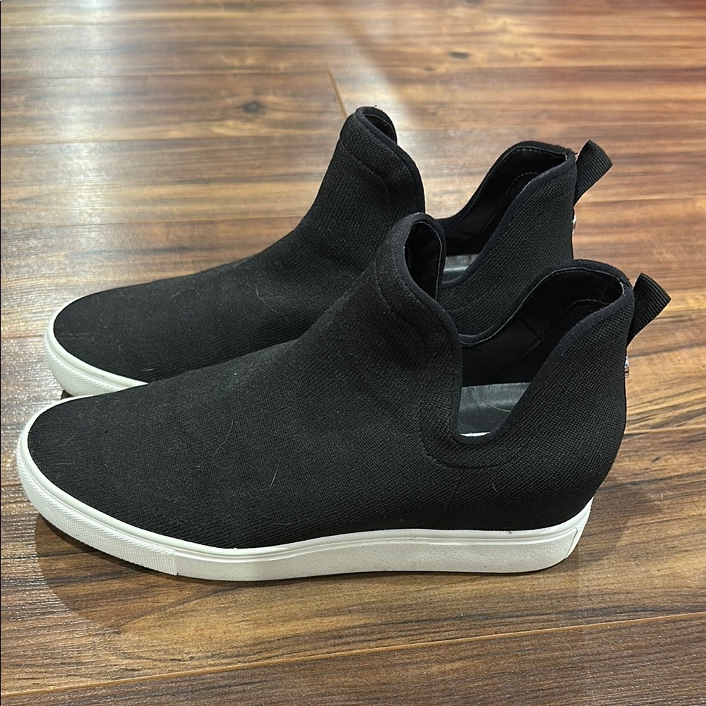 Steve Madden Black and White Slip-On Wedge Sneakers